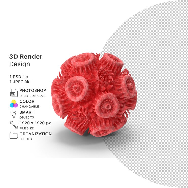 PSD struttura astratta del virus modellazione 3d file psd virus realistico