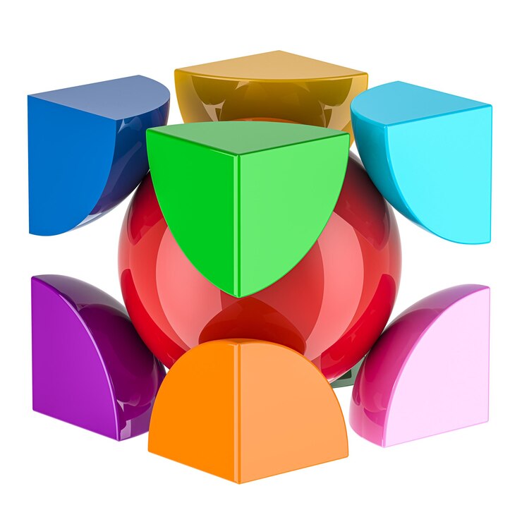 PSD struttura cubica centrata bcc o logotype 3d a colori astratto isolato su sfondo trasparente