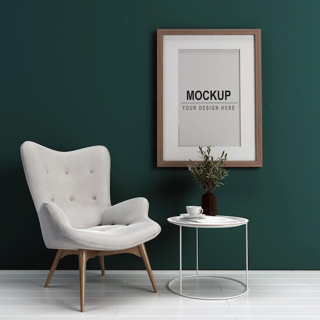 Struttura in legno e design mockup poltrona in 3d
