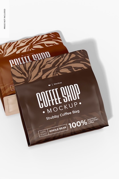 Stubby Coffee Bag Mockup gelehnt