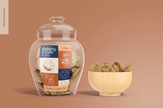 Stubby cookie jar mockup, vorderansicht