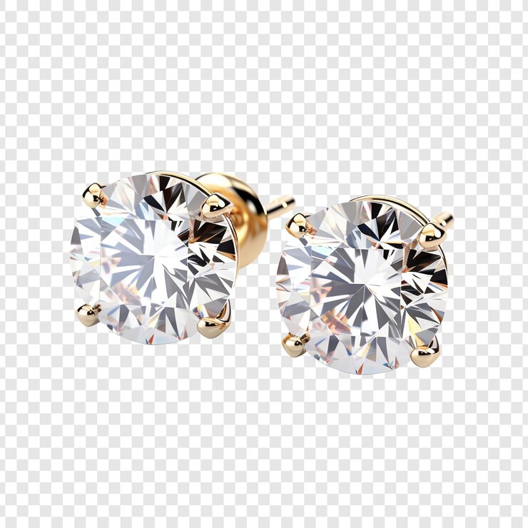 PSD stud earrings isolated on transparent background