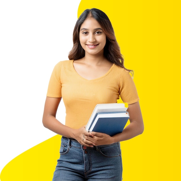 Studente sorridente con i libri in mano