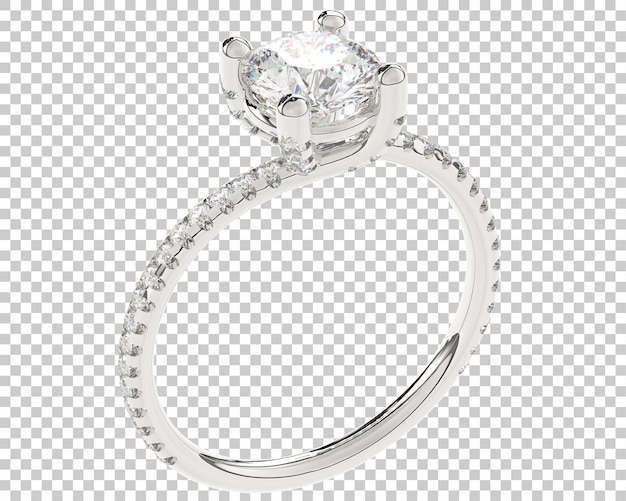 Studio-diamantring isoliert auf weißem hintergrund 3d-darstellung