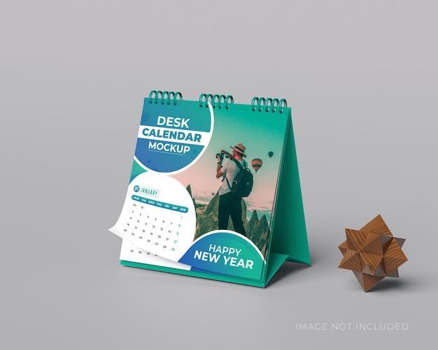 Studio-mockup für quadratische schreibtischkalender