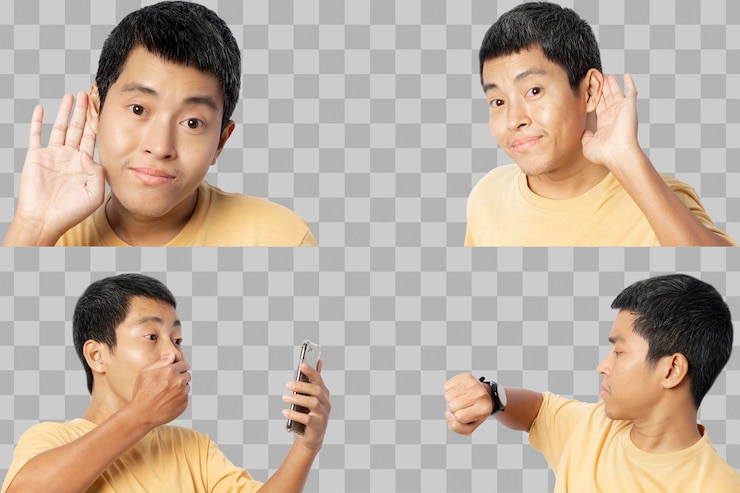 PSD studio portrait asian man different posture