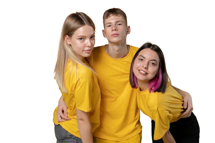 PSD studioporträt einer gruppe junger teenager
