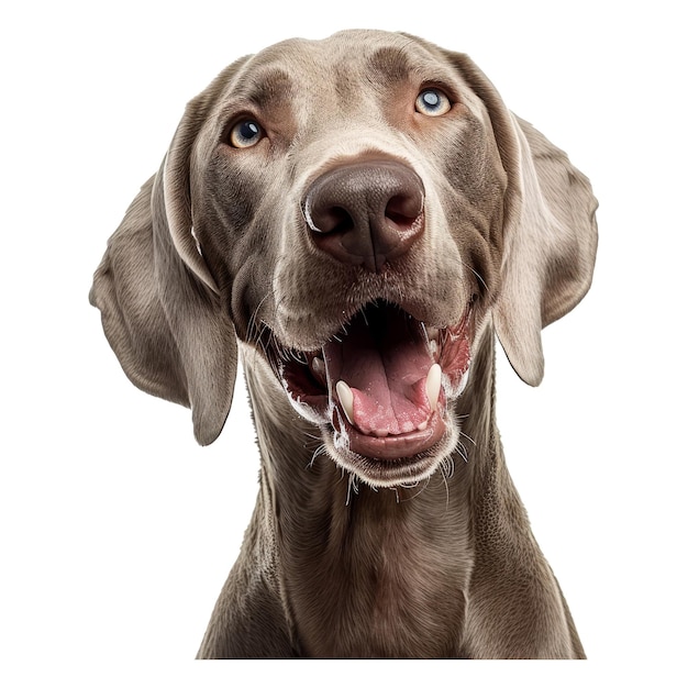 PSD studioporträt eines lächelnden weimaraners