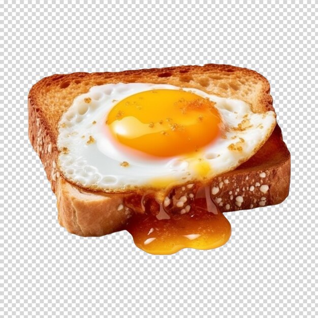 Stück toast mit ei auf transparentem hintergrund