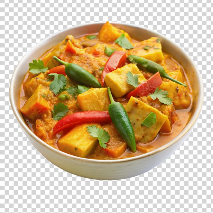PSD stufato di tonno con patate pomodori isolato su uno sfondo trasparente