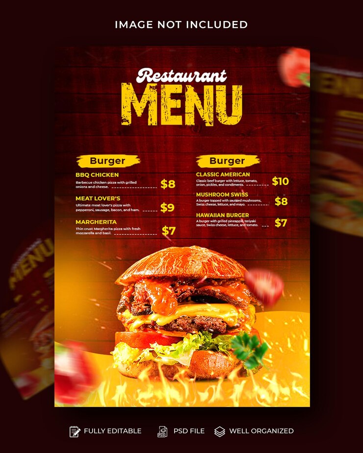 Stunning Restaurant Food Menu Flyer Design to Attract Customers