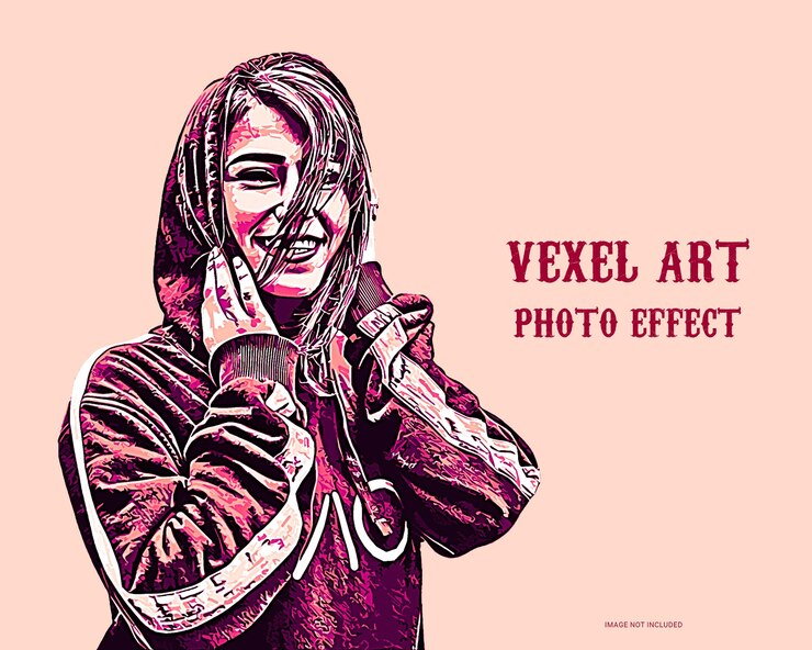 PSD stunning vexel art retro portrait photo effect