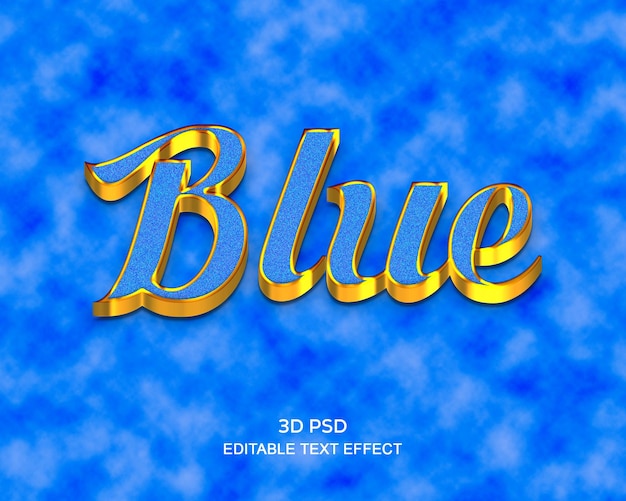 Style 3d Bleu, Effet De Texte Modifiable 3d Avec Fond Premium