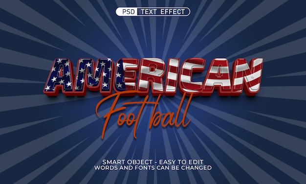 PSD style 3d d'effet de texte modifiable de ballon de football américain