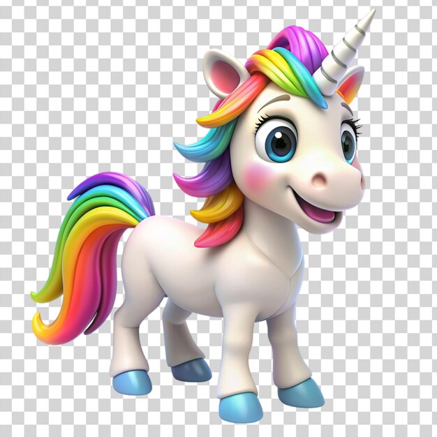 Le Style 3d De La Licorne Heureuse Isolée Sur Un Fond Transparent