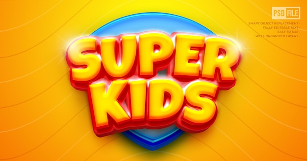 Style 3D modifiable d'effet de texte brillant super enfants