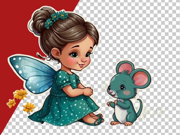 PSD style clipart d'une jeune robe de fée adorable