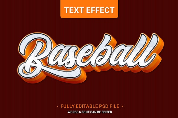 PSD style d'effet de texte 3d de baseball