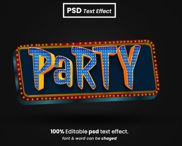 PSD style d'effet de texte 3d de fête