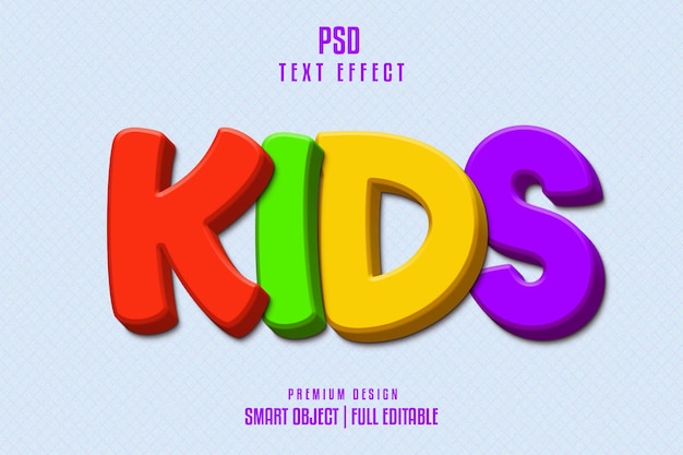 PSD style d'effet de texte 3d multicolore pour enfants