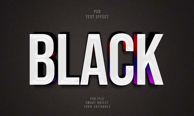 PSD style d'effet de texte 3d noir psd