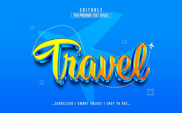 PSD style d'effet de texte 3d de voyage