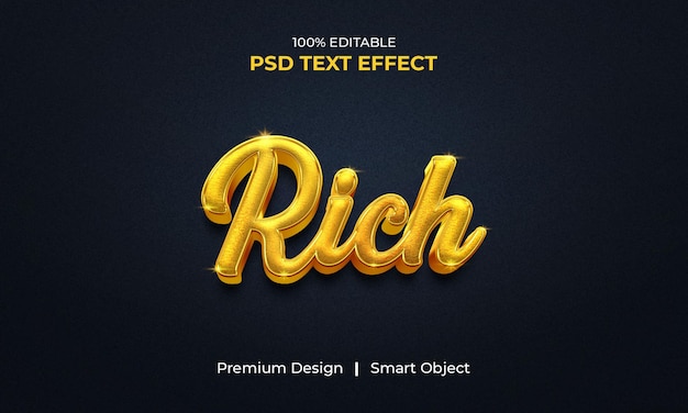 Style D'effet De Texte Doré Riche Modifiable En 3d