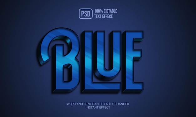 PSD style d'effet de texte modifiable 3d bleu