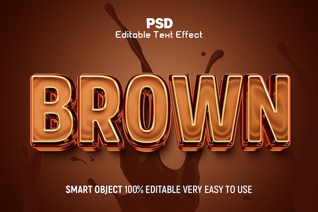 PSD style d'effet de texte modifiable en 3d brun