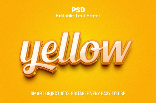 Style d'effet de texte modifiable en 3D jaune