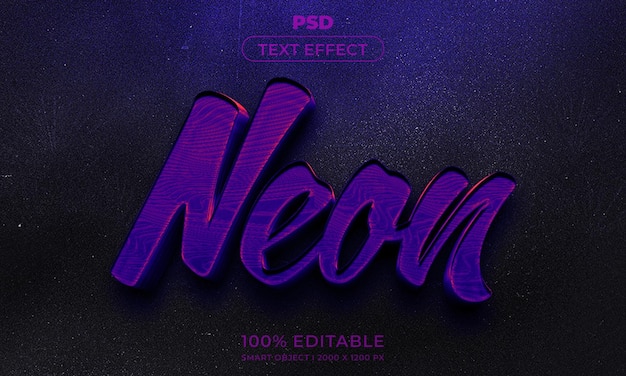 Style D'effet De Texte Modifiable 3d Néon Avec Arrière-plan