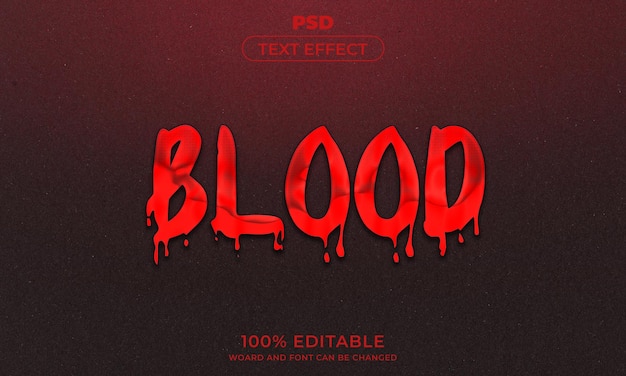 PSD style d'effet de texte modifiable 3d sang avec arrière-plan