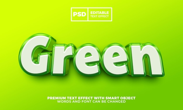 Style d'effet de texte modifiable 3d vert frais psd premium
