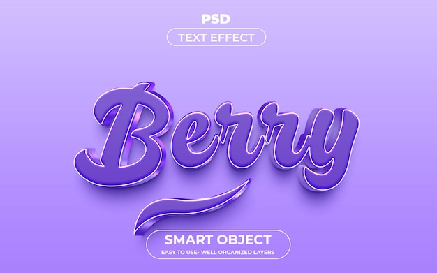 Style D'effet De Texte Modifiable Berry 3d Avec Arrière-plan