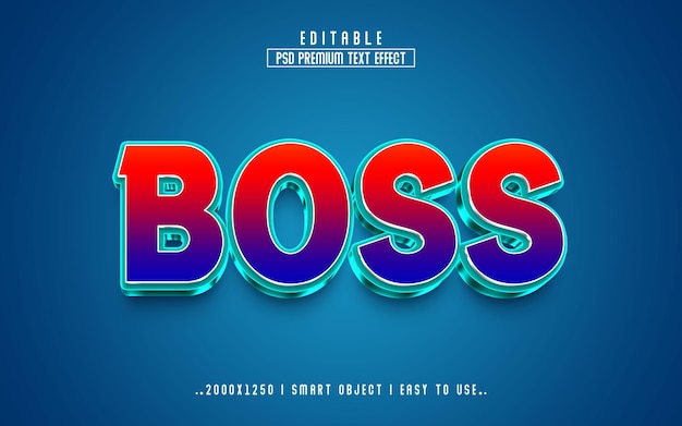 Style D'effet De Texte Modifiable Boss 3d Avec Fond Premium