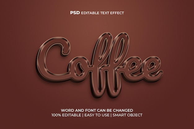 Style d'effet de texte modifiable café 3d