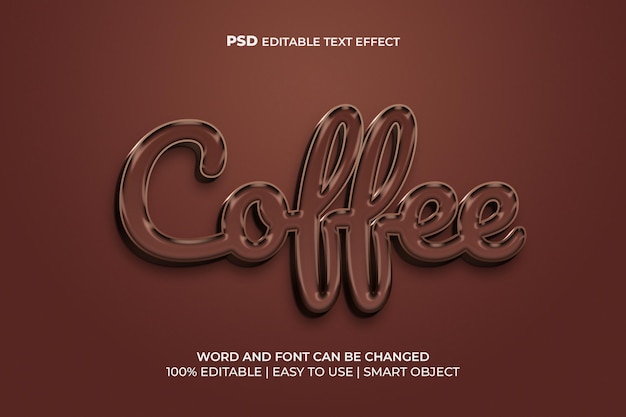 PSD style d'effet de texte modifiable café 3d