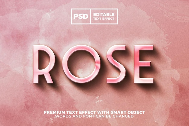 PSD style d'effet de texte modifiable en métal rose 3d