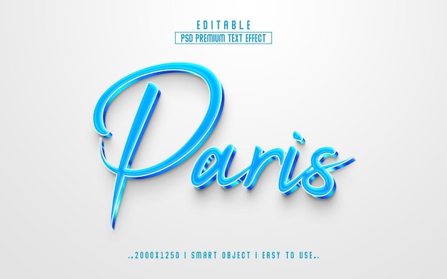 PSD style d'effet de texte modifiable paris 3d avec fond premium