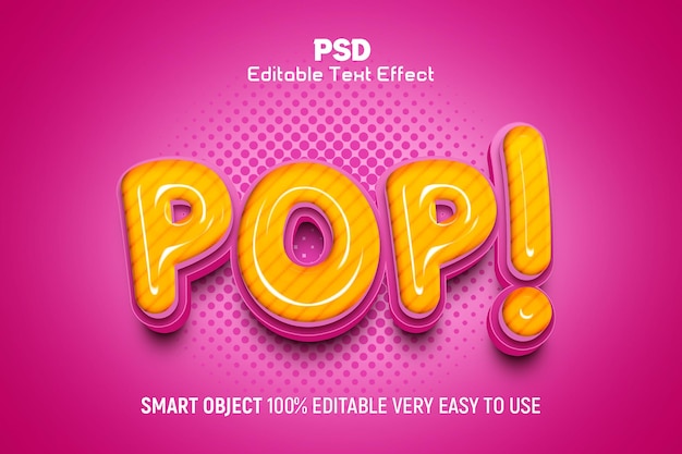 Style D'effet De Texte Modifiable Pop Psd 3d