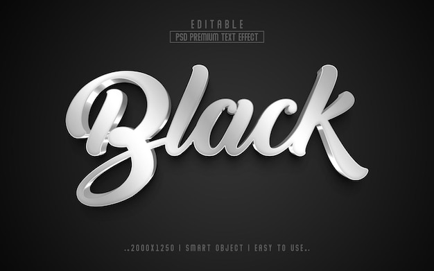 Style d'effet de texte modifiable premium 3D noir avec arrière-plan