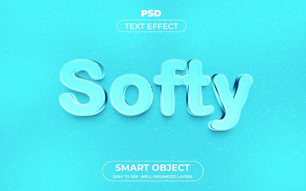 PSD style d'effet de texte modifiable softy 3d avec arrière-plan