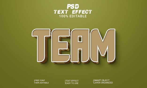 Style D'effet De Texte Modifiable Team 3d