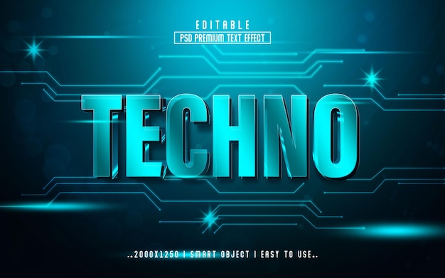 Style D'effet De Texte Modifiable Techno 3d Avec Fond Premium