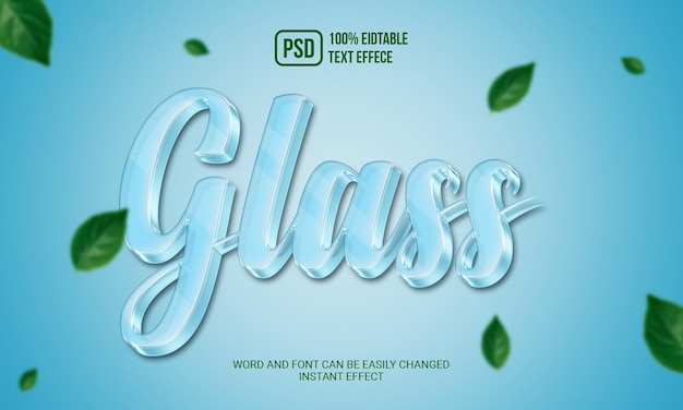 PSD style d'effet de texte modifiable en verre 3d