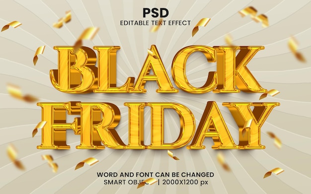 PSD style d'effet de texte photoshop modifiable 3d de luxe black friday avec arrière-plan