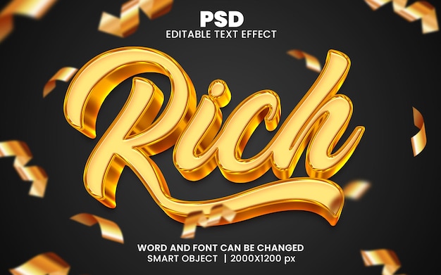 Style D'effet De Texte Photoshop Modifiable 3d De Luxe Riche Avec Arrière-plan