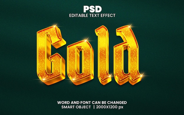 Style D'effet De Texte Photoshop Modifiable 3d Or Avec Arrière-plan