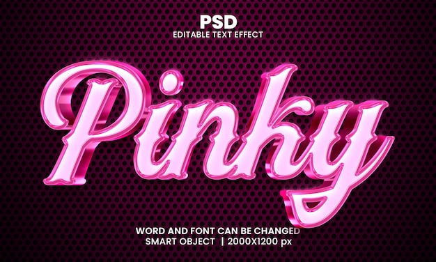 Style D'effet De Texte Photoshop Modifiable Pinky 3d Avec Fond Moderne