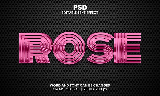 PSD style d'effet de texte photoshop modifiable rose luxury 3d avec fond moderne